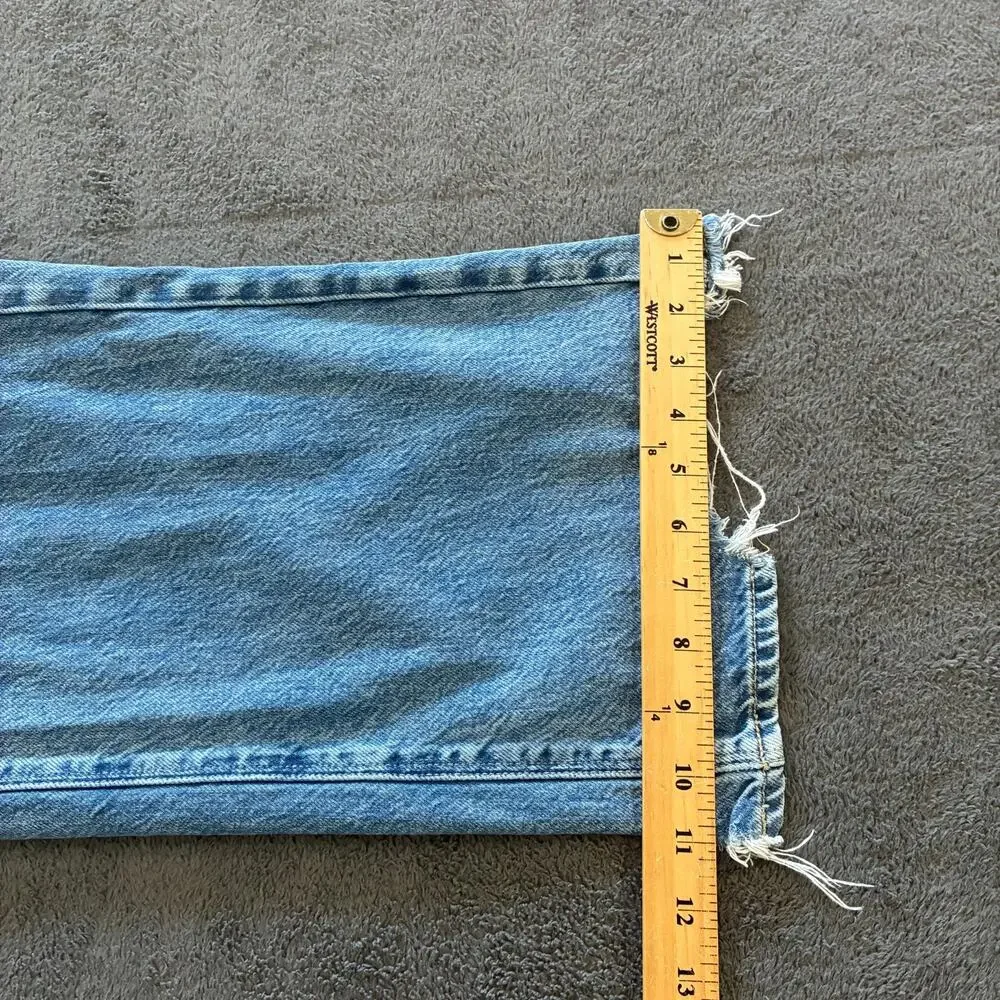 American Eagle Light Wash Blue Super High Rise Baggy Wide Leg Jeans Women's Sz 6 - Picture 6 of 10